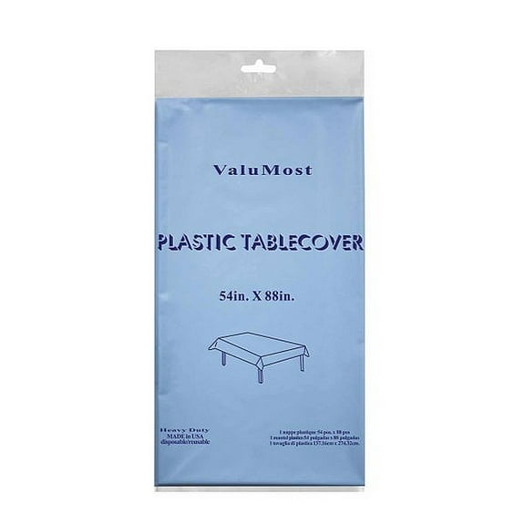1 - Party Essentials Rectangular Valumost 54″ X 108″ Table Covers – Light Blue
