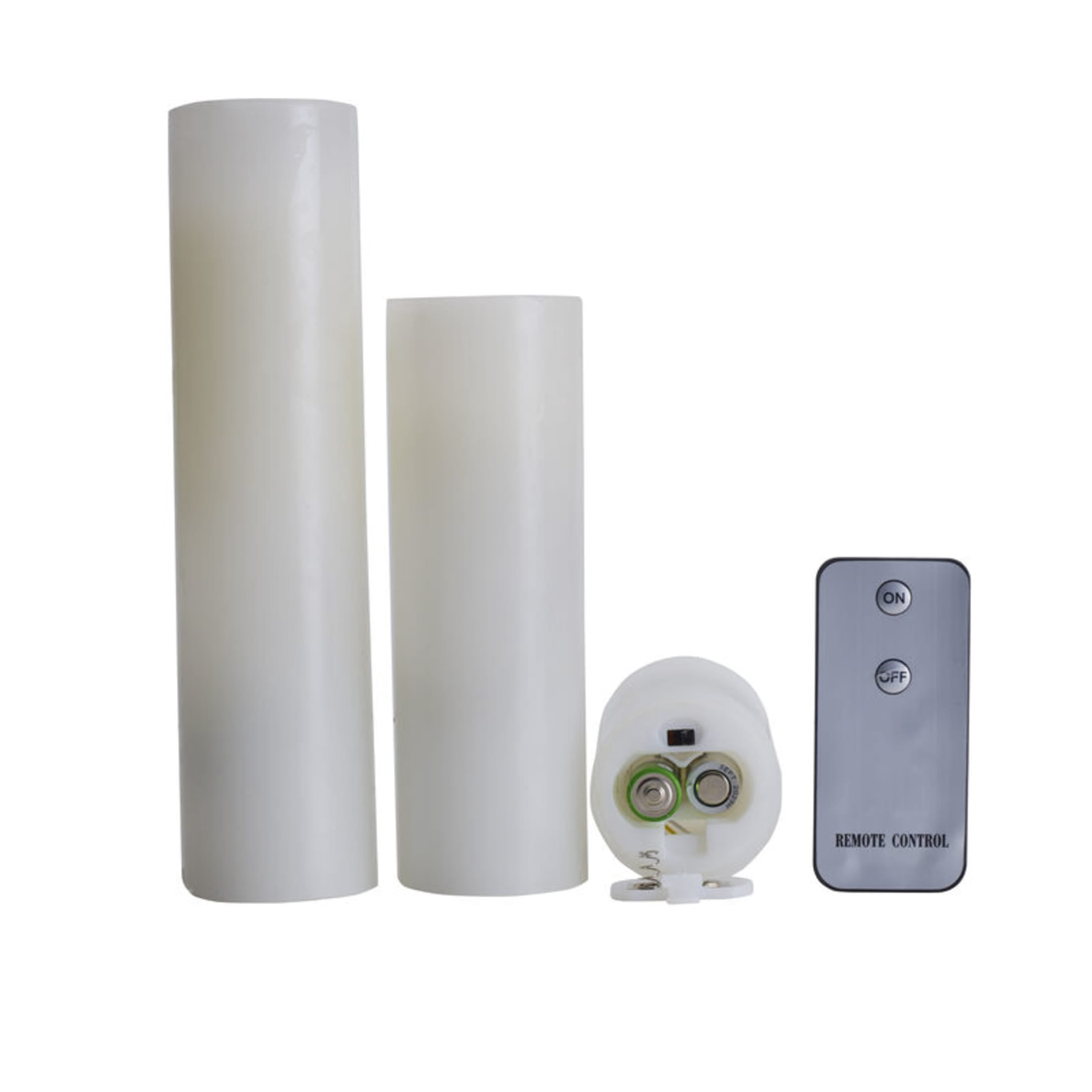 Pfaltzgraff 2X4, 2X6 and 2X8 inch, Wax Led Candles, Set of 3, White