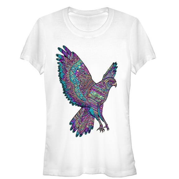 Junior's Lost Gods Hawk Print T-Shirt