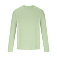 thumbnail image 3 of BLTIBY 2025 Men's Quick Dry Long Sleeve Shirts Solid Colour Round Neck Spring Summer Moisture Wicking Sun Protection Performance T-Shirt Casual Workout Green XL, 3 of 5