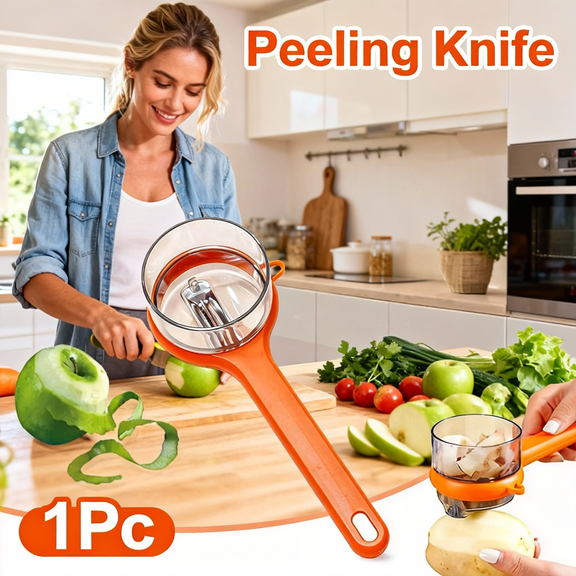 Mess-Free Vegetable Peeler, Peeler with Peel Collector for Kitchen, Stainless Steel Fruit Peeling Tool with Storage, No More Peels on the Floor
