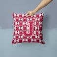 thumbnail image 2 of Letter J Football Crimson, grey and white Fabric Decorative Pillow, 2 of 4