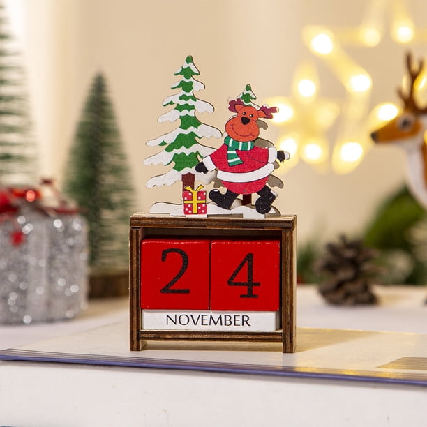 Ganfancp Christmas Painted Calendar Ornaments Cute Santa Claus Christmas Snowman Christmas Design Wooden Home Office Desktop Decoration Holiday Gift Choice Ofertas de La Semana 1 X Péndulo