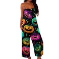 thumbnail image 2 of Halloween Jumpsuits for Women Pumpkin Spiderweb Halter Backless Funny Overalls Castle Skull Sleeveless Horror Rompers, XL, 2 of 6