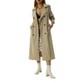 thumbnail image 2 of Douhoow Women Jackets Double Breasted Long Trench Coat Classic Lapel Long Sleeve Windproof Overcoat, 2 of 9