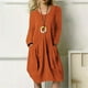 thumbnail image 1 of Vestido Nikou de Cuello redondo vestido de mujer manga larga plisado casual, 1 of 6