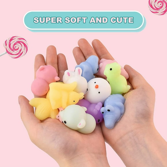 Pluokvzr 24Pcs Mochi Squishy Toys Squishy Stress Relief Toys Mochi Animal Toys with Storage Box Mini Squishy Animal Squishies Toys Mini Stress Relief Anxiety Toys