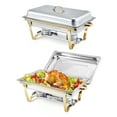 thumbnail image 1 of Ensemble Professionnel de Plats Anti-Frottement pour Buffet - Réchaud à Aliments en Acier Inoxydable 8 Qt avec Couvercles et Support Pliable - Idéal pour Traiteurs, Fêtes, Banquets, Mariages - Lot de 2, Système par Défaut_1, 1 of 7