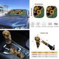 thumbnail image 5 of Yuyamidu Green Leopard Print Car Seat Covers Set of 16 Sunflower Car Sunshade Steering Wheel Cover Seat Belt Covers Handbrake Gear Shift Knob Cover Rear View Mirror Cover Coasters Key Chain, 5 of 7