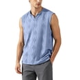 thumbnail image 2 of Lopecy-Sta Men Tank Tops Henley Notch Neck Diamond Cable Hollow Knit Sleeveless Summer Breathable Casual Shirts, 2 of 7