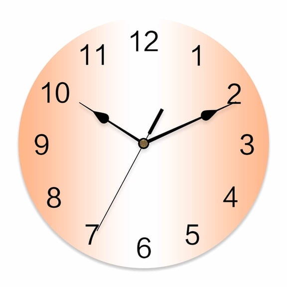 Wall Clock Ombre Coral Pink White Clocks PVC Silent Non-Ticking Battery Operated Decorative Gradient Color Round Clock for Home Living Room Kitchen Bedroom Office School Wall Decor 10 Inch