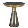 thumbnail image 3 of LeisureMod 19" Round Side Table with Glass Top and Base End Table Brushed Gold Iron Support Indoor Use for Modern Home, Living Room Hyalus Collection, 3 of 15