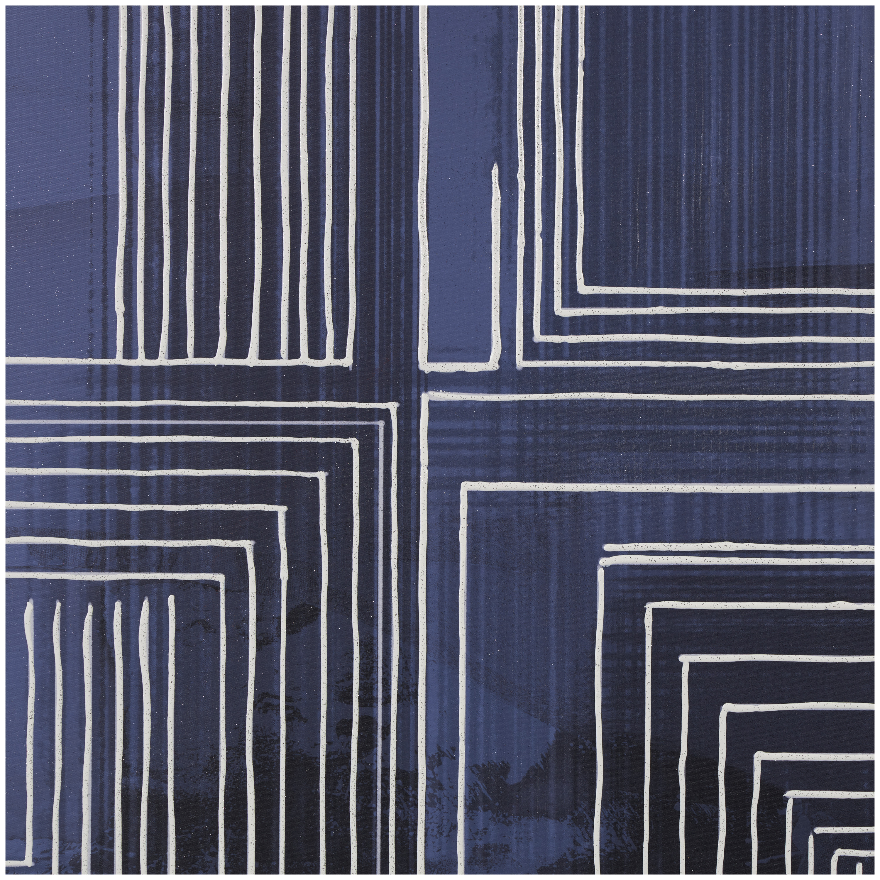 40" x 40" Geometric Framed Wall Art with White Square Outlines, by DecMode