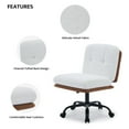 thumbnail image 4 of JURANYAZHU Office Chair,Height-Adjustable Swivel with Wheels,Short Plush Fabric Armless Vanity Chair for Home Office,White, 4 of 6