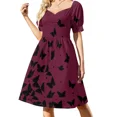 thumbnail image 4 of Vestido de manga corta con estampado de mariposas para mujer, ideal como atuendo de festival., 4 of 8