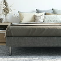 DeCoro Claridge Upholstered Mattress Foundation | Platform Bed | Metal Frame with Wood Slat Support | Grey, Twin XL