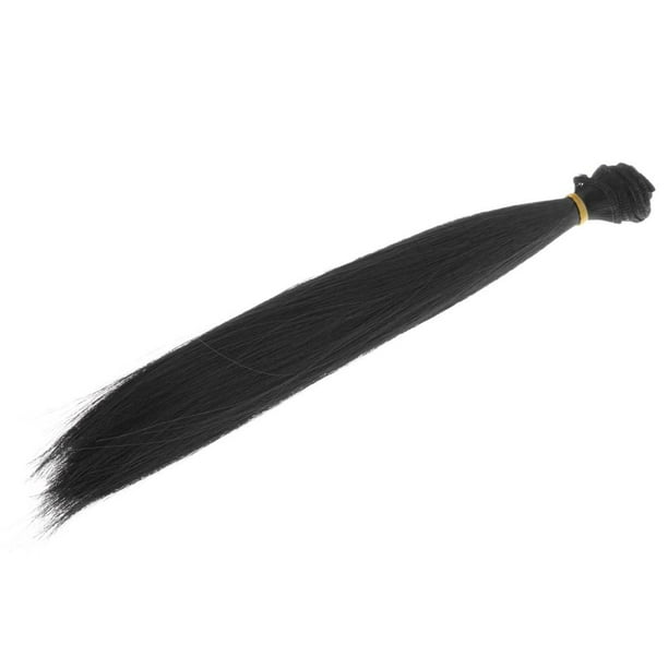 Pelucas de pelo liso de 25 x 100 cm, resistentes al calor, para muñecas, accesorios Negro