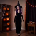 thumbnail image 5 of Womens Halloween Witch Hat with Mesh Veil, Pointed Cone Costume Hat for Party Dress Up Cosplay Haunted House, Wizard Headwear Black, 5 of 6