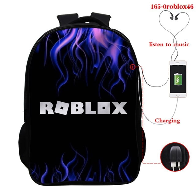 Roblox Mochila De estudiante con estampado 3D Digital periférico de juego, mochila a todo color USB, de doble capa bolsa con cremallera, gran capacidad