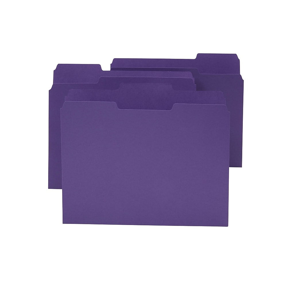 Staples Colored TopTab File Folders 3 Tab Purple Letter Size 24/Pack