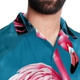 thumbnail image 5 of Flamingo Tropical Rainforest Men's Short Sleeve Button Down Poplin Casual Beach Shirts, 5 of 6