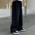 thumbnail image 5 of UACY Boy's Athletic Sweatpants Wide Leg Casual Fall Letter Sports Elastic Waist Baggy Pants Kids' Youth Open Bottom Sweatpant (Black, 7-8 Years), 5 of 7
