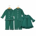thumbnail image 2 of Venta al por mayor 2023 Festival de pijamas de algodón verde para niños y niñas, pijama a juego, camisón para bebé, ropa de dormir para niños, pijamas de Navidad para niños pequeños, 2 of 4