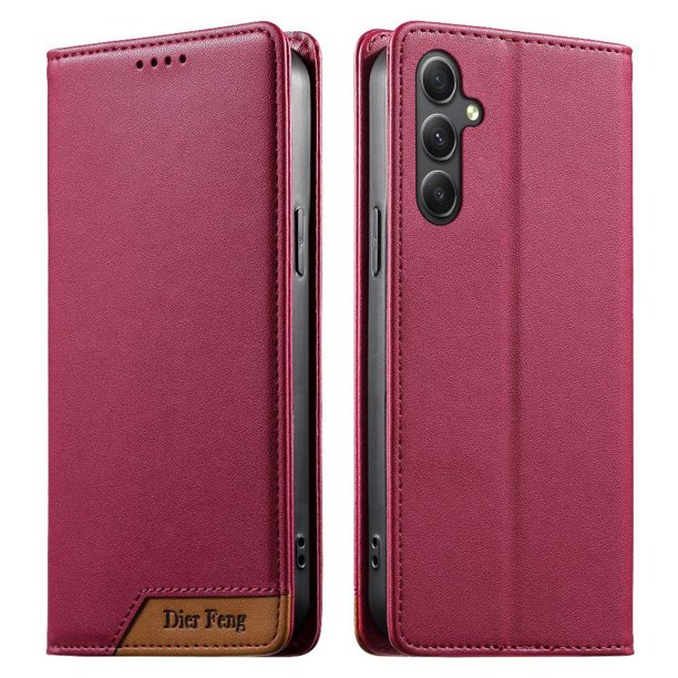 Funda Tipo Cartera de Cuero Sintético para Samsung Galaxy A34 5G Bloqueo RFID, con Ranuras para Tarjetas y Bolsillo para Efectivo, Cierre Magnético Fuerte Rojo