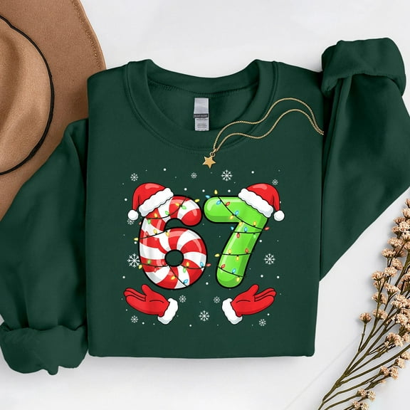 Six Seven 6 7 Meme Christmas Family Xmas Santa 67 – T-Shirt, Hoodie & Sweatshirt – Festive Holiday Apparel – Fun for Family