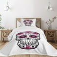 thumbnail image 3 of Ambesonne Sugar Skull Quilted Bedspread Set 2 Pcs, Flower Hearts Swirl, Twin Size, Hot Pink Black White, 3 of 6