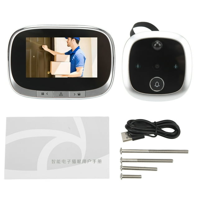 Visor de puerta digital con pantalla LCD de 4,3 pulgadas, 1 MP, visión nocturna, detección de movimiento, timbre, cámara para casa y oficina.