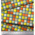 thumbnail image 2 of Soimoi Poly Crepe Fabric Geometric Square,Text & Bear Face Kids Print Fabric by Yard 42 Inch Wide, 2 of 3