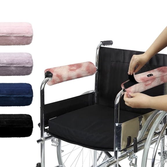 CAVENDY Wheelchair Armrest Pads Covers Memory Foam Velvet Padded Cushion for Mobility Aids, Office Transport Chair