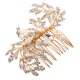 thumbnail image 1 of Peine del pelo Soledad Cristales de Oro perlas hojas Tocado nupcial de la boda, 1 of 10