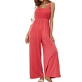 thumbnail image 3 of Defitshape Women's Backless Jumpsuit Loose Stretch Comfy Frill Stylish Jumpsuits Coral Medium, 3 of 5