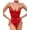 Red, variant on Women Teddy Lingerie Mesh See Through Bodysuit Chains Cut Out Babydoll One Piece Strappy Corset Sleeveless Leotard Outfits Black 2XL