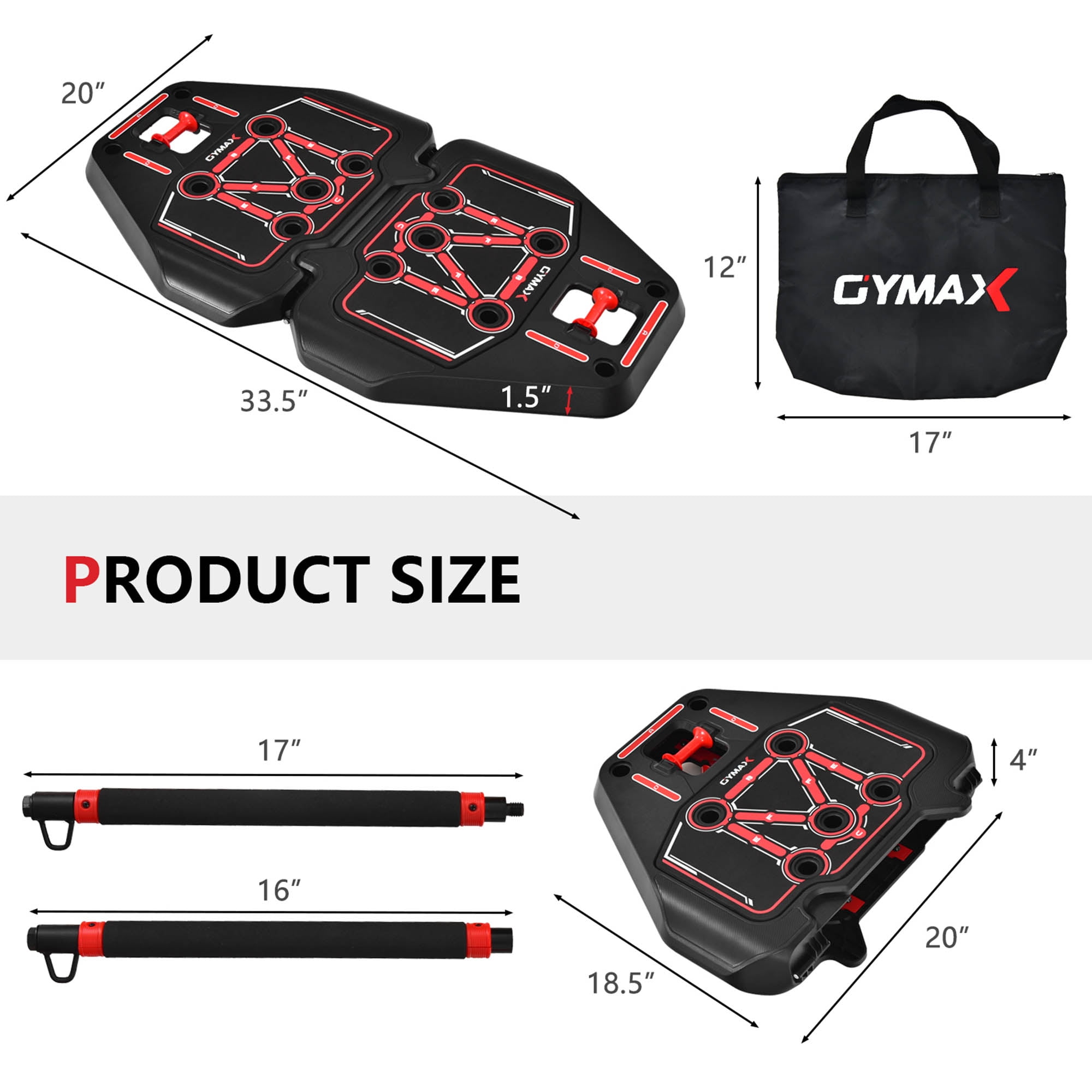 GYMAX Portable Home Gym, Full Body Workouts System w/ 14 Exercise  Accessories, Foldable Fitness Board, Resistance Bands, Ab Roller Wheel,  Push-up