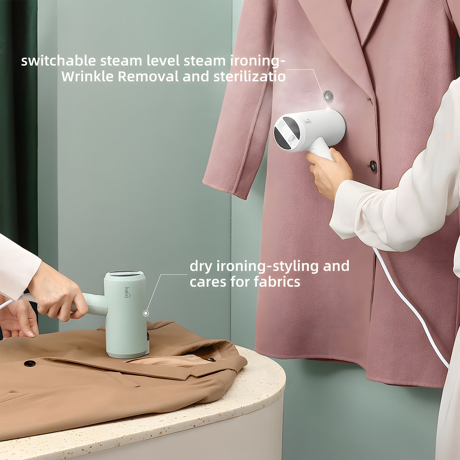 Pliable Défroisseur Vapeur Portable, Défroisseur à Vapeur Fer A Repasser Voyage 20 Secondes De Chauffage Rapide, 150ML, Réservoir D'eau Amovible, Steamer Défroisseur