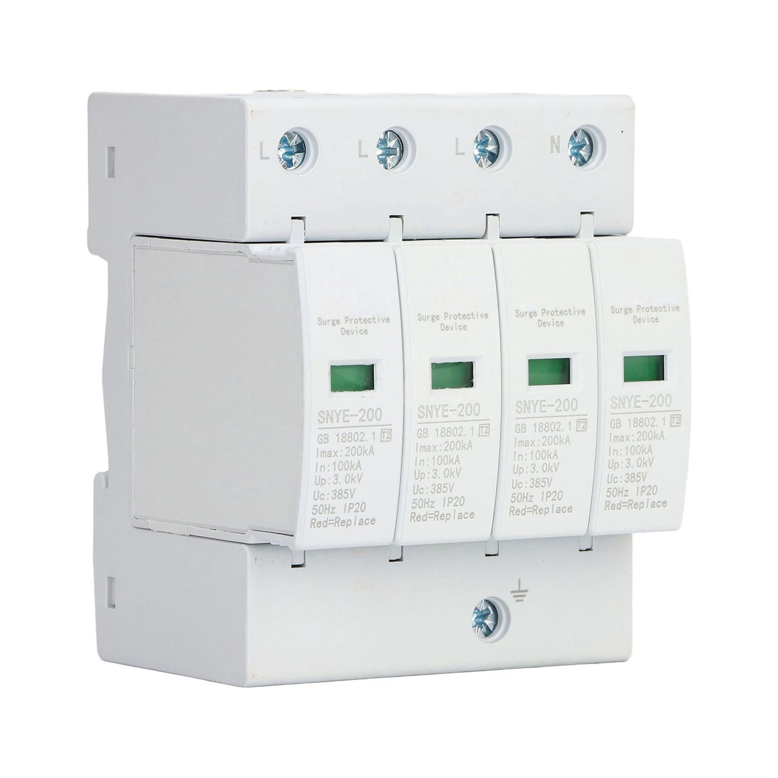 Surge Protector PC Shell Visual Window Insulated Terminal Plug in Design AC Protective Arrester Device White 200KA