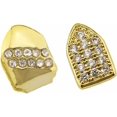 thumbnail image 1 of HAHDAXIA 2 Pcs Iced Out Diamond Teeth Grillz for Hip Hop Grills for Your Teeth Top and Bottom, Rapper Costume Cosplay Teeth Jewelry and Accessories - for Photo Video Shoots, Clubbing, 1 of 2