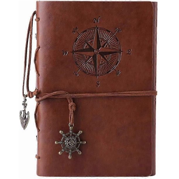 Leather Journal Notebook,Vintage Spiral Notebook Refillable Daily Planner Embossed Travel
