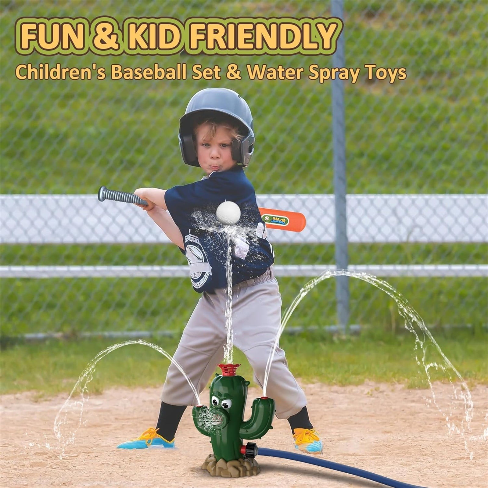 2-In-1 Water Sprinkler Baseball Helicopter Toy, Firefighting Themed Water Spray Toy, Dual-Function Play for Everyone, Easy to Use, Perfect for Yard, Pool and Outdoor Water Fun