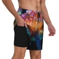 thumbnail image 2 of Naloa Bioluminescent Underwater Flower Print Men Swim Trunks with Compression Liner ,Board Shorts,Men's Swim Shorts with Drawstring and Elastic Waistband-Medium, 2 of 6