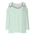 thumbnail image 6 of Inleife New Arrivals Tops for Women Fashion Solid Color Off-Shoulder Leakage 3/4 Sleeves Pullover Tops, 6 of 6