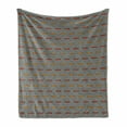 thumbnail image 1 of Geometric Soft Flannel Fleece Throw Blanket, Repeating Rectangular Blocks Abstract Style with Bricks Motif, Cozy Plush for Indoor and Outdoor Use, 60" x 80", Orange Black and White, by Ambesonne, 1 of 6