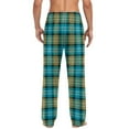 thumbnail image 5 of WAENQINLA Fashion Plaid Cotton Lounge Pants for Men Winter Casual Straight Wide Leg Sleep Trousers with Pockets Elastic Waisted Drawstring Cozy Homewear Pj Bottoms Mint Green L, 5 of 6