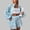 Light Blue, variant on MAIHAN Linen Set Women Long Sleeve Shirt and Ruffle Shorts Women 2 Piece Outfits Sets Casual Summer Travel Outfits for Women Two Piece Outfit