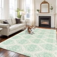 thumbnail image 3 of Sage Green Flower Washable Area Rug 5 x 7 ft Ethnic Middle East , Soft Non Slip Rugs Stain Repellent Indoor Felt Carpet for Living Dining Room Bedroom Home Office, 3 of 9