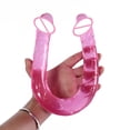 thumbnail image 2 of Tapón anal ultralargo con forma de pene, tapón anal flexible de doble cabeza, juguete para pareja de lesbianas, color rosa, 2 of 8