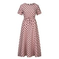 thumbnail image 6 of jsaierl Casual Summer Dresses for Women Short Sleeve Print V Neck Dress Flower Plus Size Dresses Cocktail Dresses for Women Wedding Guest, 6 of 9